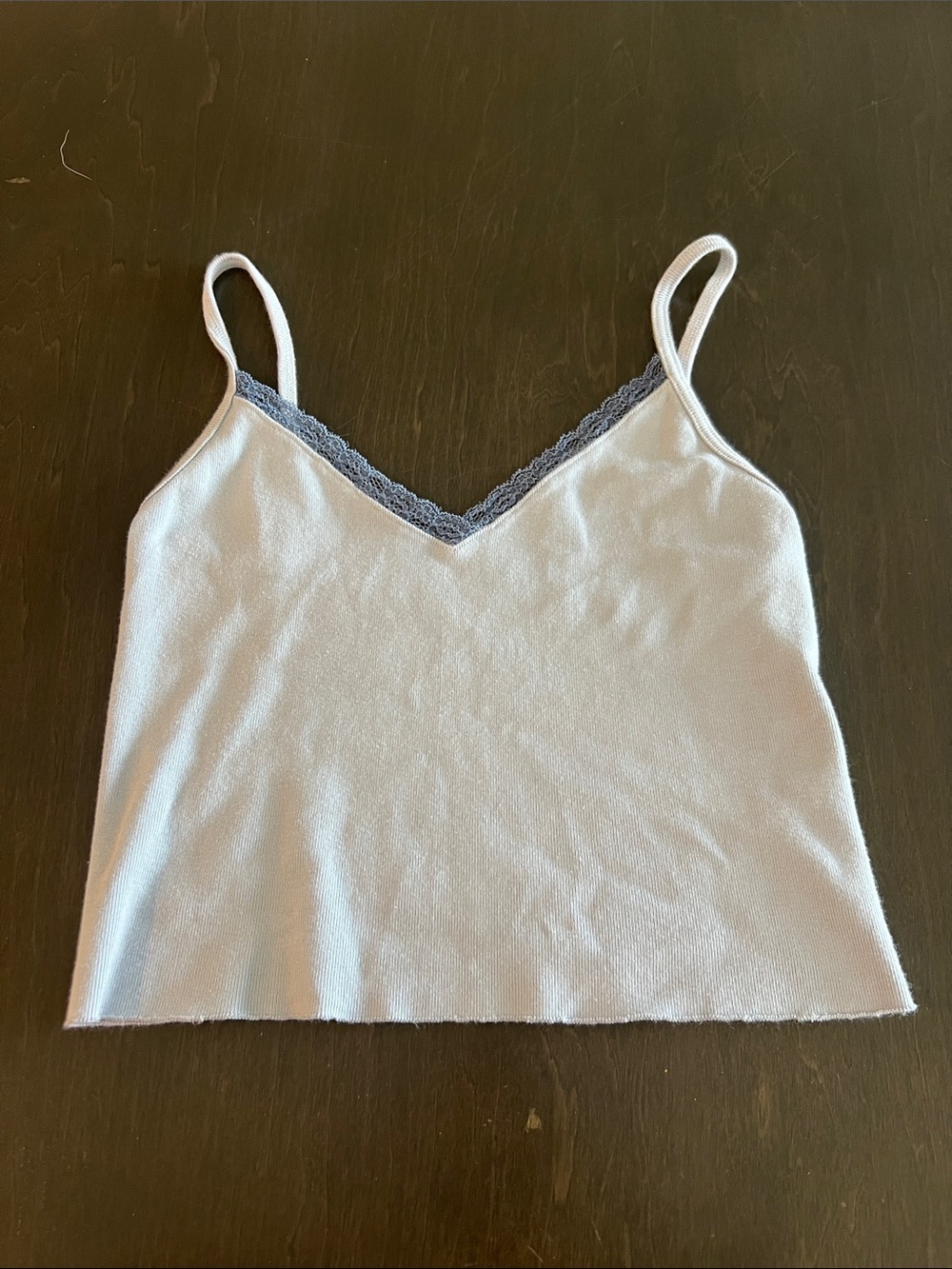 Brandy Melville Light Blue Lace-Trim Tank